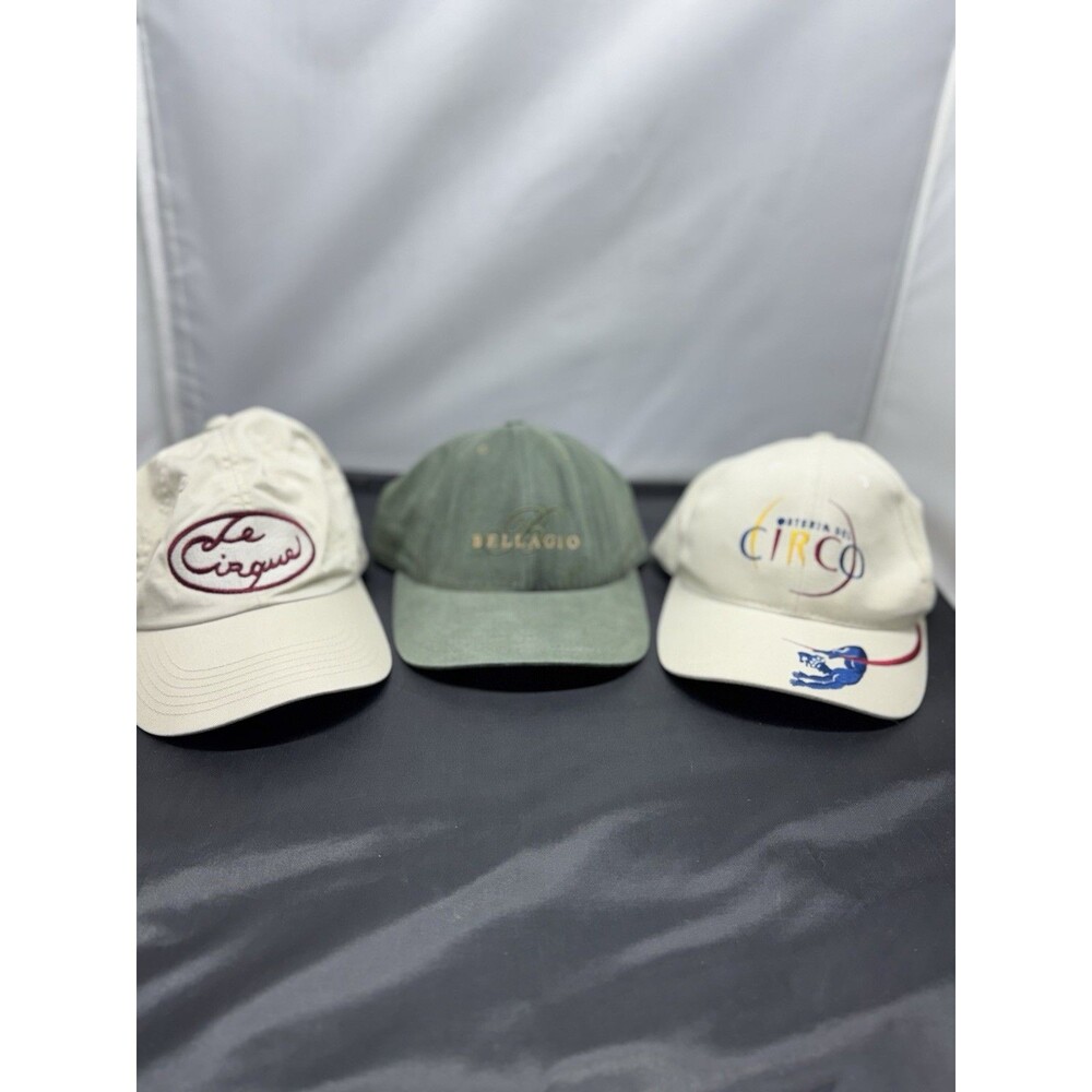 Lot Of 3 Las Vegas Casino Hats Caps Bellagio Cirque Du Solei